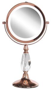 Sminkspegel med LED ø 18 cm roséguld MAURY Beliani
