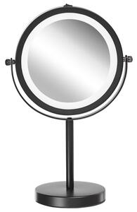 Sminkspegel med LED ø 17 cm svart TUCHAN Beliani