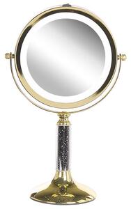 Sminkspegel med LED ø 18 cm guld BAIXAS Beliani