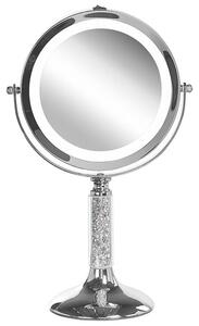 Sminkspegel med LED ø 18 cm silver BAIXAS Beliani