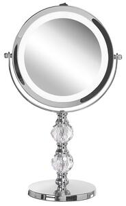Sminkspegel med LED ø 18 cm silver CLAIRA Beliani