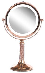 Sminkspegel med LED ø 18 cm roséguld BAIXAS Beliani