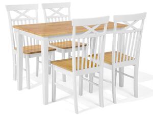 Matgrupp av bord och 4 stolar vit HOUSTON Beliani