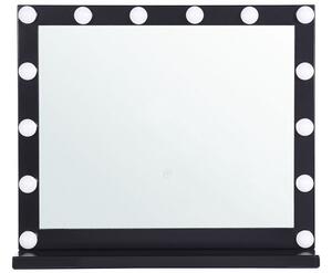 Spegel Stående LED Belysning Vit Ram 50 x 60 cm Rektangulär Hollywood-stil Beliani