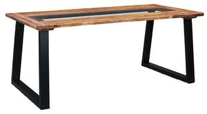 Matbord 180x90x75 cm massivt akaciaträ och glas