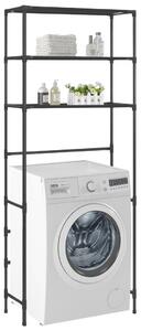 Hylla för tvättmaskin med 3 hyllplan svart 69x28x169 cm