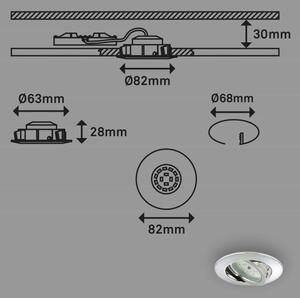 Briloner 7209-038 - KIT 3x Infälld LED badrumsbelysning LED/5W/230V IP23