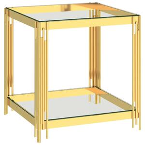 Soffbord guld 55x55x55 cm rostfritt stål och glas