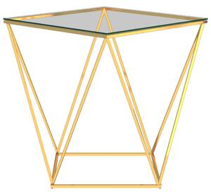 Soffbord guld och transparent 50x50x55 cm rostfritt stål