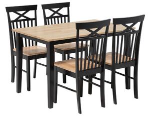 Matgrupp av bord och 4 stolar svart/brun HOUSTON Beliani