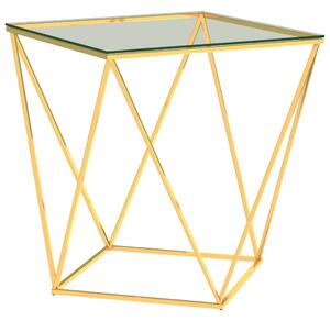 Soffbord guld och transparent 50x50x55 cm rostfritt stål
