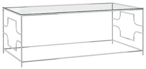 Soffbord silver 120x60x45 cm rostfritt stål och glas