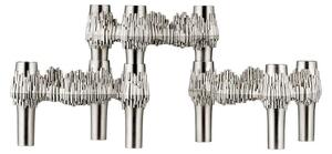 STOFF - Quist Candle holder - Ljusstake - Brushed crome (Set of 3 pcs) - H6,8 x W10,8 x D10,3 cm