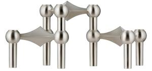 STOFF - Nagel Candle Holder - Ljusstake - Brushed chrome (Sæt á 3 stk.) - H6,9 cm Ø10,2 cm
