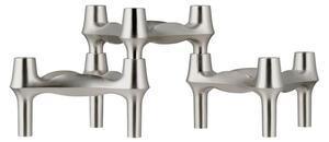 STOFF - BMF Lysestage - Ljusstake - Brushed chrome 3-pack - H6,5 x Ø11,7 cm
