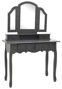 Sminkbord med pall grå 100x40x146 cm paulowniaträ