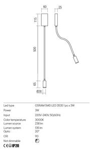 Redo 01-2755 - LED vägglampa WALLIE LED/3W/230V USB CRI 90 svart