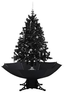 Julgran med snö och paraplybas svart 140 cm PVC