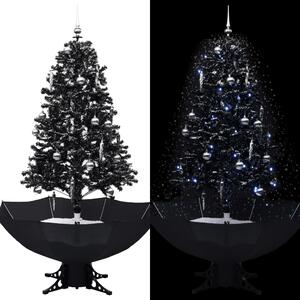 Julgran med snö och paraplybas svart 170 cm PVC