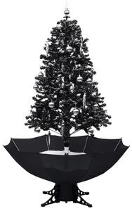 Julgran med snö och paraplybas svart 170 cm PVC