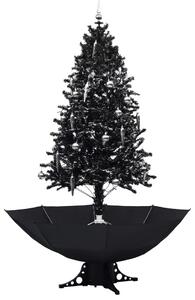 Julgran med snö och paraplybas svart 190 cm PVC