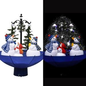Julgran med snö och paraplybas blå 75 cm PVC