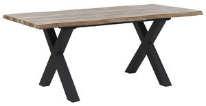 Matbord hopfällbart 140/180 x 90 cm ljusträ/svart BRONSON Beliani