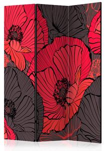 Rumsavdelare / Skärmvägg - Pleated poppies - 135x172