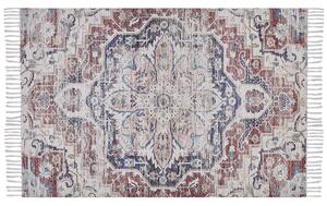 Matta Flerfärgad Polyester och Bomull 140 x 200 cm Orientalisk Sliten med Tofsar Vardagsrum Sovrum Beliani