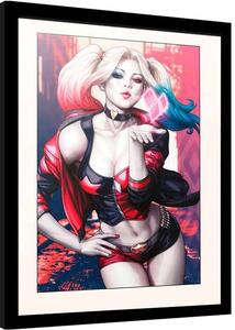 Inramad poster Harley Quinn - Kiss