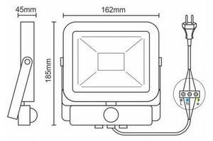 LED Strålkastare med sensor LED/20W/265V 1800lm vit IP65