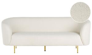 Soffa Vit Boucle Tyg 3-sits Mjuk Nubby Guld Ben Retro Glam Art Decor Style Beliani