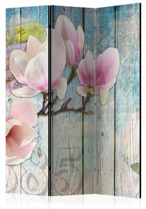 Rumsavdelare - Pink Flowers on Wood - 135x172