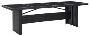 Trädgårdsbord svart 240x90x74 cm konstrotting och glas