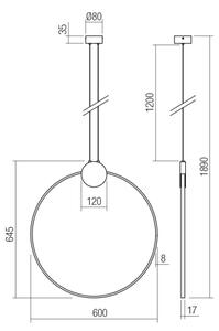 Redo 01-3107 - LED ljuskrona med textilsladd ATOM LED/20W/230V diameter 60 cm