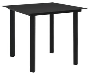 Trädgårdsbord svart 80x80x74 cm stål och glas