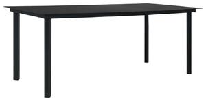 Trädgårdsbord svart 190x90x74 cm stål och glas