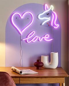 Set med 3 Vägg LED-skyltar Rosa PVC Lampor Dekorativa Ljus Beliani
