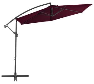 Frihängande parasoll med aluminiumstång vinröd 300 cm