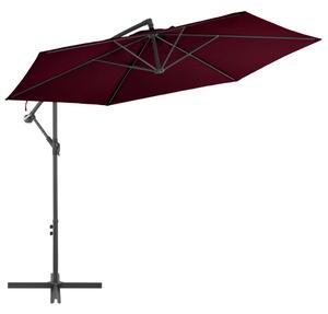 Frihängande parasoll med aluminiumstång vinröd 300 cm