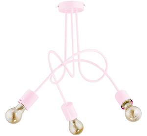 Ytmonterad ljuskrona för barn TANGO 3xE27/60W/230V rosa