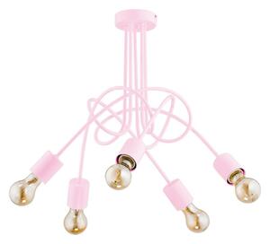 Ytmonterad ljuskrona för barn TANGO 5xE27/60W/230V rosa