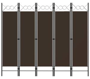 Rumsavdelare 5 paneler brun 200x180 cm