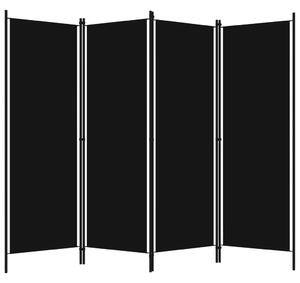 Rumsavdelare 4 paneler svart 200x180 cm