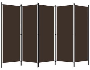 Rumsavdelare 5 paneler brun 250x180 cm