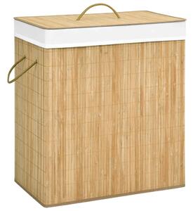 Tvättkorg bambu med 2 sektioner 100 L