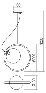 Redo 01-2322 - Ljuskrona med textilsladd KLEIDI 1xE27/42W/230V diameter 39 cm svart