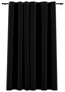 Mörkläggningsgardin med öljetter linnelook svart 290x245cm