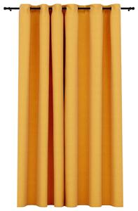 Mörkläggningsgardin med öljetter linnelook gul 290x245cm