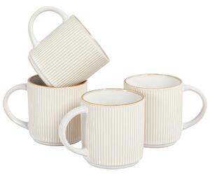 Set med 4 Muggar Ljusbeige Stengods Kaolin Handgjord Reaktiv Glasyr Finish Kök Matsal Beliani